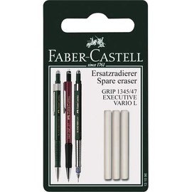 FABER-CASTELL Replacement Eraser for GRIP 1345/1347, Plastic, White (Pack of 3) You will receive 5 packs of 3