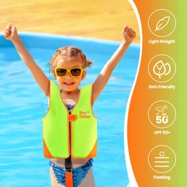 Neo-Splash Learner's Swimming Vest for Children — for Boys and Girls — Swimming Aid for Young Children Aged 1 — 6 with Adjustable Safety Straps (KS Green, 1 — 3)