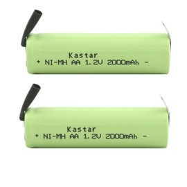 Kastar 2PCS AA 1.2V 2000mAh Ni-MH Rechargeable Batteries Cell Flat Top w/ Tabs