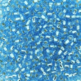 Miyuki Round Rocaille Seed Beads Size 8/0 Silver Lined Aqua Blue 22GM (8-918)