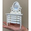 Miniature Dollhouse Dresser with Mirror, White, 4-Drawer, 1:12 Scale, 3.75x2x6