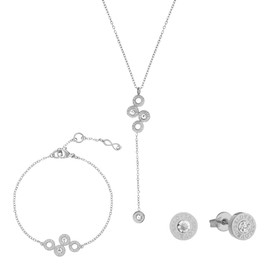 Green Beauty Life - Fashionable 5 Rings Jewellery Set Women's Bracelet, Necklace & Earrings Set High Quality Women's Jewellery Set The Perfect Gift, Stainless Steel