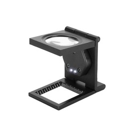 Fosa 30X Lupa Plegable con Cubierta de Almacenamiento de Cuero PU, Bolsillo Lupa de aleación de Zinc portátil con 2 Luces LED para reparación de computadoras Inspección de joyeros, etc