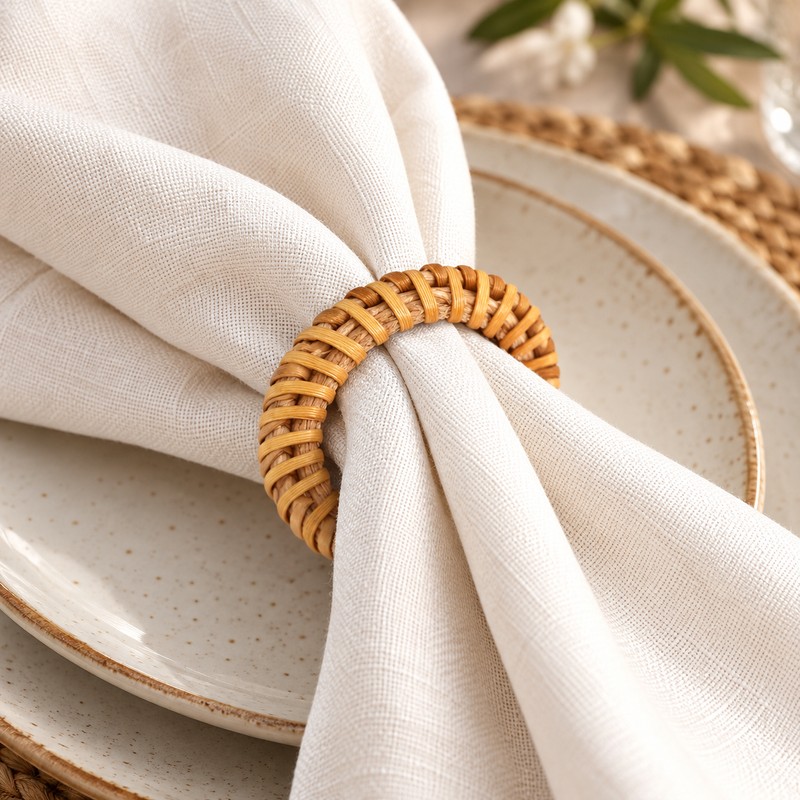 12 Piece Woven Napkin Ring Set Bohemian Napkin Holders for