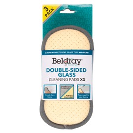 Beldray LA077639EU7 Double Sided Cleaning Pads, 3-Pack Glass Cleaning Cloths, Streak-Free Shine, Microfibre Removed Dirt/Grime, Chamois For Polishing, Kitchen, Glassware, Windows, Hard Surfaces, Cars