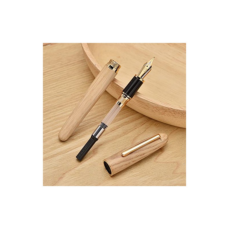 Jinhao 9036 - Pluma estilográfica de madera natural hecha a
