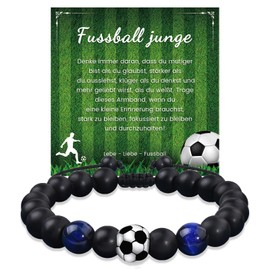 YELUWA Football Gifts Boys, Football Gifts, Football Bracelet Gifts for Son Teenager Grandson Nephew Brother Graduation 5 6 7 8 9 10 11 12 Years Birthday for Boys Natural Stone Football Bracelet,
