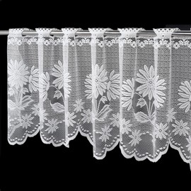 Molaxhome Lace Net Curtains, Short Curtains, Jacquard Semi-Transparent Kitchen Curtains, Bistro Curtain, Window Curtain, Kitchen Curtains, Window Curtain with Curved Edge, Valance for Kitchen, Cafe,