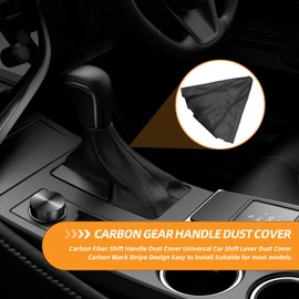 GXCXBJWJY Universal Carbon Fiber Shift Boot Cover - Black Carbon Texture with Black Stitching, Easy Install Fits All Vehicles