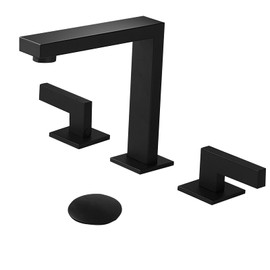 RUMOSE Widespread 8 inch Black Bathroom Faucet Stainless Steel Lavatory Square Faucet Bathroom Faucets for Sink 3 Hole