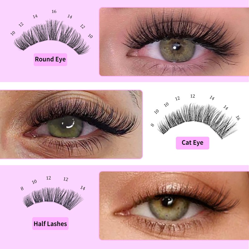 VEYESBEAUTY Lash Clusters Individual Eyelash Extensions Thin & Invisible Band