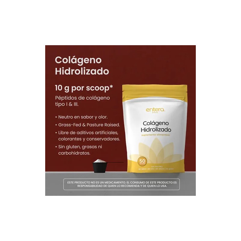 Entera Colágeno Hidrolizado | Multivitamínico K2 Y D3 Sin Sabor