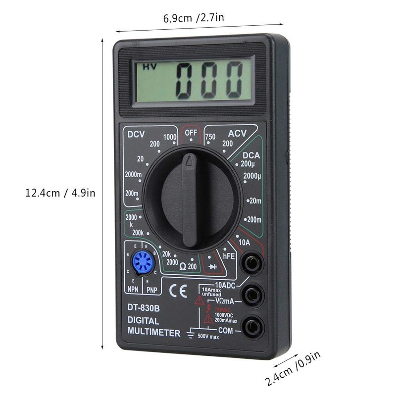 Digital Multimeter,DT830B Multifunctional Portable LCD Digital Multimeter Amp Volt Ohm