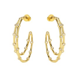 Obidos 14K Gold Plated Triple Huggie Illusion Stud Earrings | Gold Hoop Earrings for Women
