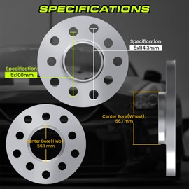 10mm Hubcentric Wheel Spacers 5x114.3 Compatible For Subaru WRX STI 2013-2022, Outback and Legacy 2015-2022, WRX 2015-2022, Forester 2018-2022, Ascent 2019-2022 (2pc 56.1mm M12x1.25) Spacer
