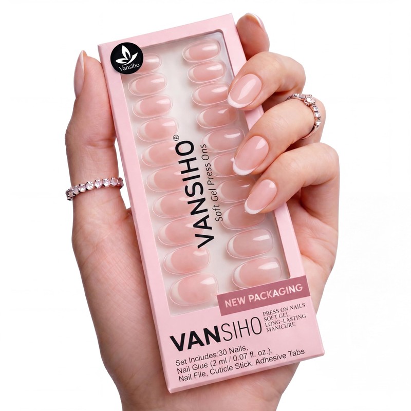 Vansiho 30 uñas postizas de punta francesa, almendradas y ovaladas