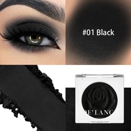 Black Matte Eyeshadow Single with Applicator, High Pigmentation, Long-Lasting, Waterproof, Matte Black Eye Makeup for Smokey Eyes, Eyeliner, Gothic, Dramatic Looks