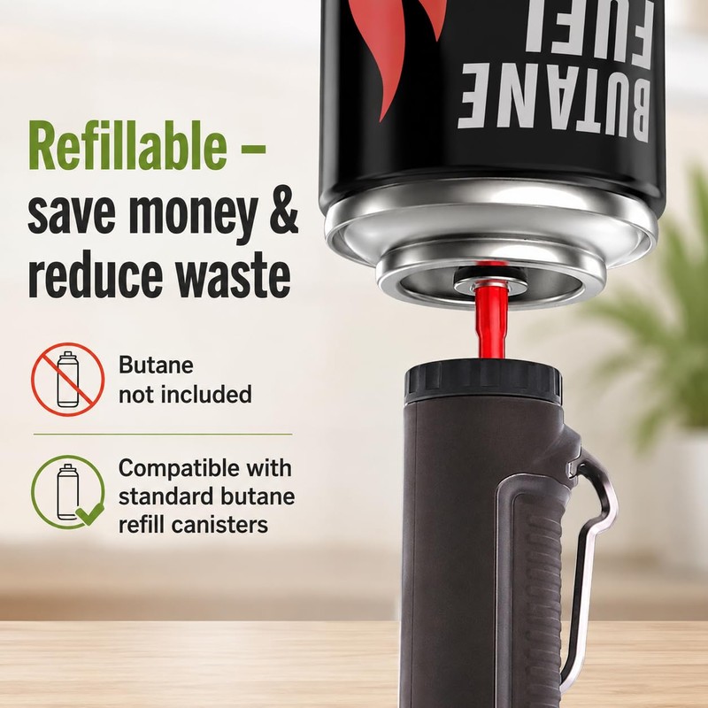 Flexible Neck Torch Lighter, Windproof Jet Flame, Refillable with Safety