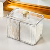 WIWIUXY Qtips Holder Bathroom Container,3-Section Cotton Ball/Swabs Dispenser,3 Grids Apothecary
