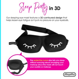 mumi Sweet Dreams Kit Sleeping Mask | 3D Eye Mask | Blocks Light Effectively | Made of Memory Foam | Adjustable Strap | Includes Ear Plugs with Case