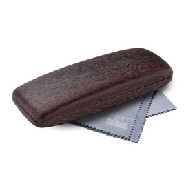 FEFI Hard Case Glasses Case in Beautiful Wood Look, Red-brown