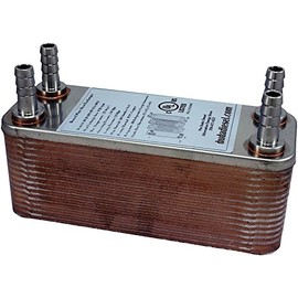 Duda Energy HX1230:HB12 B3-12A 30 Plate Stainless Steel Heat Exchanger with 1/2" Hose Barb Ports Copper Brazed, 2.9" Height, 2.9" Width, 7.5" Length