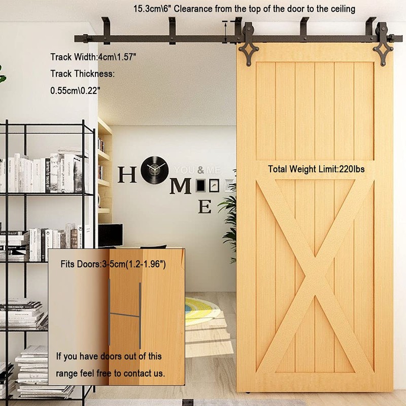 TSMST 8FT Ceiling Mount Sliding Barn Door Hardware Closet Track