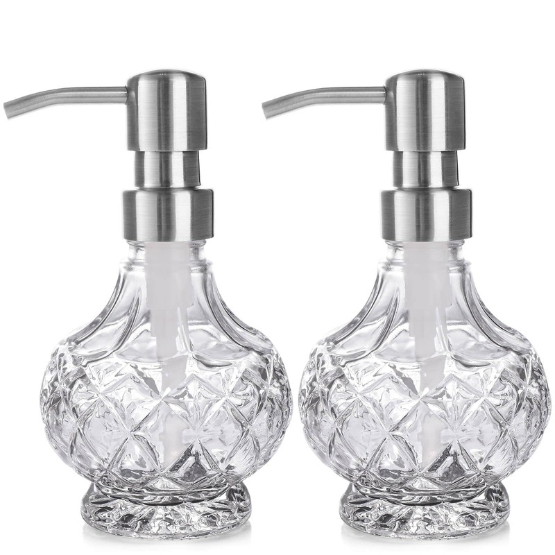 Glass Soap Dispenser Bathroom Hand Soap Dispenser with Stainless Steel