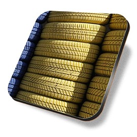 1 x Square Coaster - Race Track Tyres Racing Car Cork Backed MDF Glossy Tea Coffee Accessory #51840