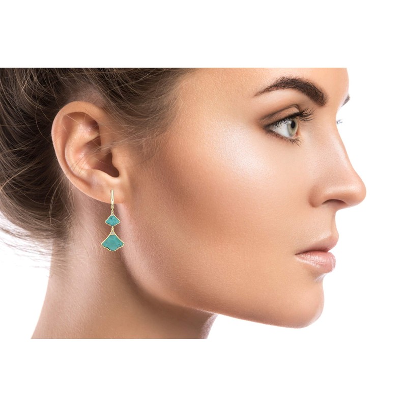 Turquoise and Cubic Zirconia Dangle Drop Earrings for Women in