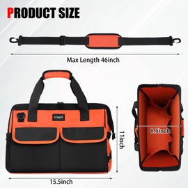 LLNYFL Heavy Duty Tool Bag 15 inch Large Capacity Wear resistant Engineering Maintenance Storage Bag Men's Multi functional Electrical Tool Bag Father's Day Gift