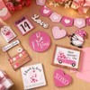 Pickmesh 21 Pcs Valentine's Day Tiered Tray Decor Set Wood