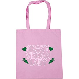 Hippowarehouse Crazy vegan lady Tote Shopping Gym Beach Bag 42cm x38cm, 10 litres