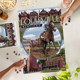 Lantern Press Louisville, Kentucky, Montage Scenes 1000 Piece Jigsaw Puzzle for Adults, Made in USA with Reference Poster