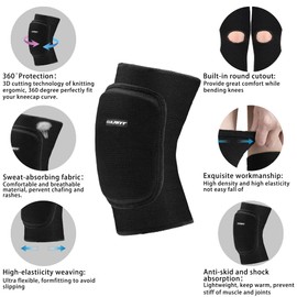 EULANT Dance Knee Pads Soft Knee Pads Volleyball Elastic Knee Pads Handball Thick Sponge Sports Knee Protectors for Dancing Football Yoga Inline Skates Wrestling Ski MTB for Children and Adults