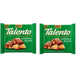 Garoto - Talento - Milk Chocolate w/ Brazil Nuts - 3.53 oz (PACK OF 02) | Chocolate ao Leite c/ Castanhas-do-Pará - 100g