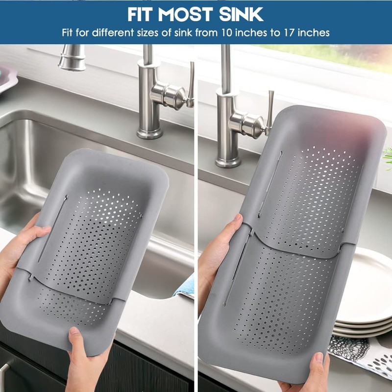 Collapsible Colander Kitchen Extendable Strainer Fruits Vegetables Noodle Pasta Food