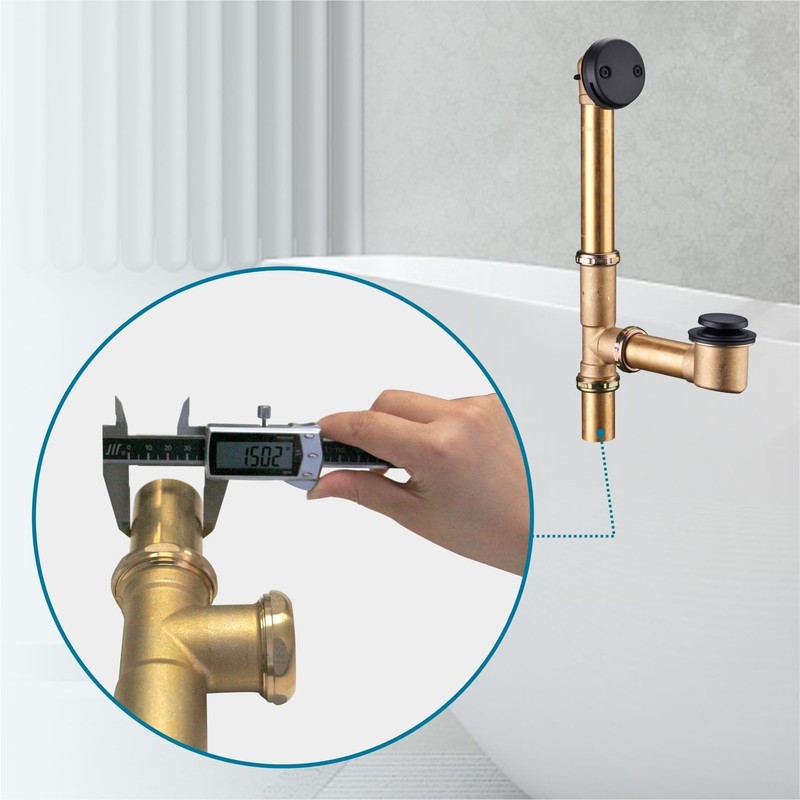 Black Tubular Tub Drain Kit 1-1/2" Brass Pipe with Tip-Toe