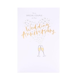 UK Greetings Wedding Anniversary Card for A Special Couple - Heart & Champagne Design - Thinking of You Range
