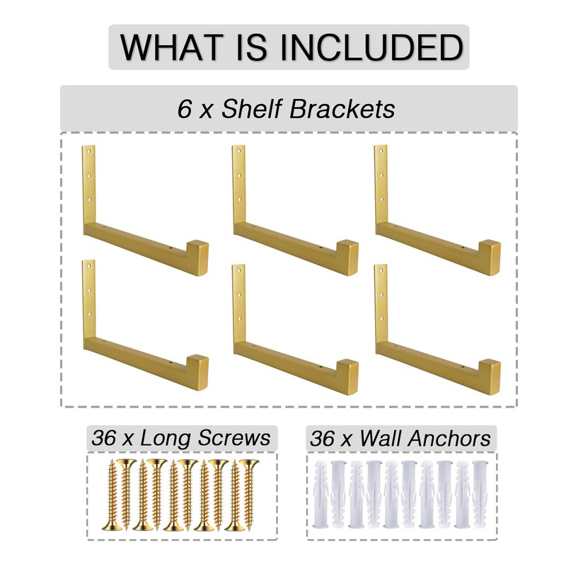 OVOV 6 Pack Heavy Duty Shelf Brackets Wall Mounted Industrial