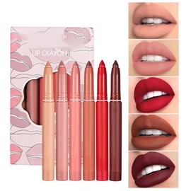 6 Colors Matte Crayon Lipstick Lipstick Makeup  Lipstick Set Waterproof Long Lasting Moisturizing Lipstick Crayons