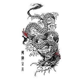 MapofBeauty 2 pcs Black Dragon Prints Temporary Waterproof Tattoo Sticker