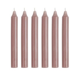 Pack of 6 Rustic Taper Candles Height 18 cm Diameter 2.2 cm Burning Time 8 Hours Table Candles Colour: Dusky Pink