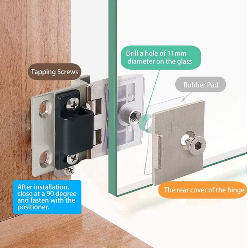 90 Degree Glass Door Pivot Hinge Kit Zinc Alloy Shower
