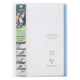 Clairefontaine 973225C Koverbook Book Cover Polypropylene and Transparent Pockets DIN A4 16 Sheets 90 g Line Style 25 Lined with Margin Assorted Colours Pack of 1