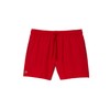 Lacoste Men's Standard Solid Elastic Waist Swim Trunks, Red/Green, Medium