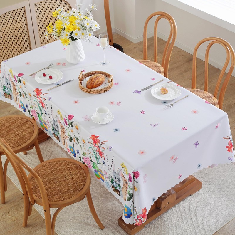 Romcade Easter Tablecloth 4.92 * 5.90ft Rectangular Table Cloth Cute