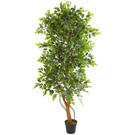 Nearly Natural 6-Ft. Elegant Ficus Artificial Silk Trees Green