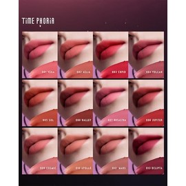 TIMEPHORIA Tinta para Labios y Mejillas 3 en 1, Labial de Lodo Velvet Mate Difuminado, Rubor en Crema de Larga Duración con Aplicador de Silicón, Maqu