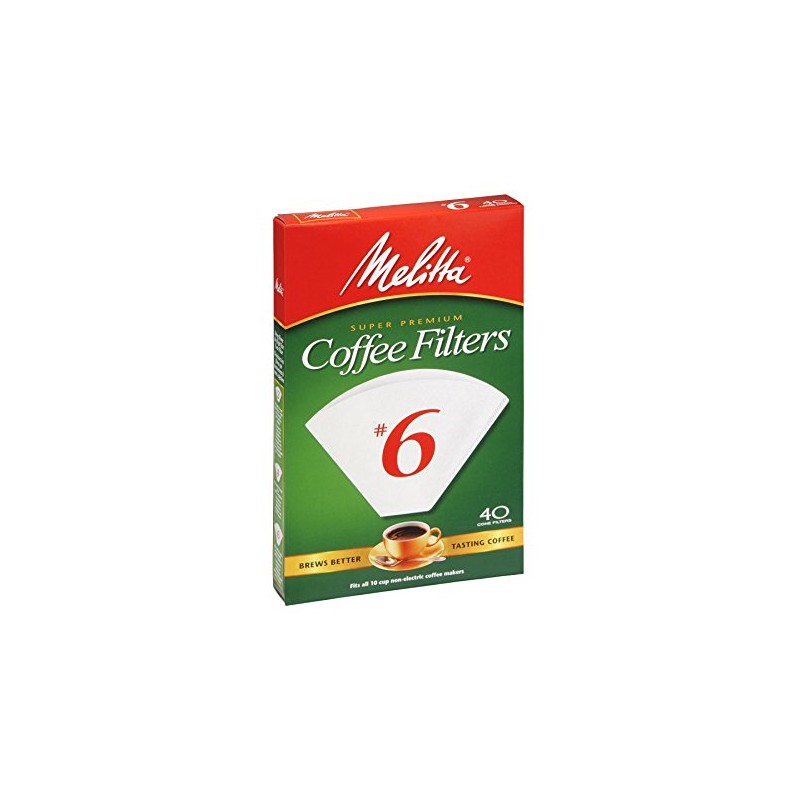 Melitta Cone Coffee Filters White No. 6 40 Count